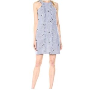 Trina Turk Blue Sleeveless Mini Dress with Floral Accents